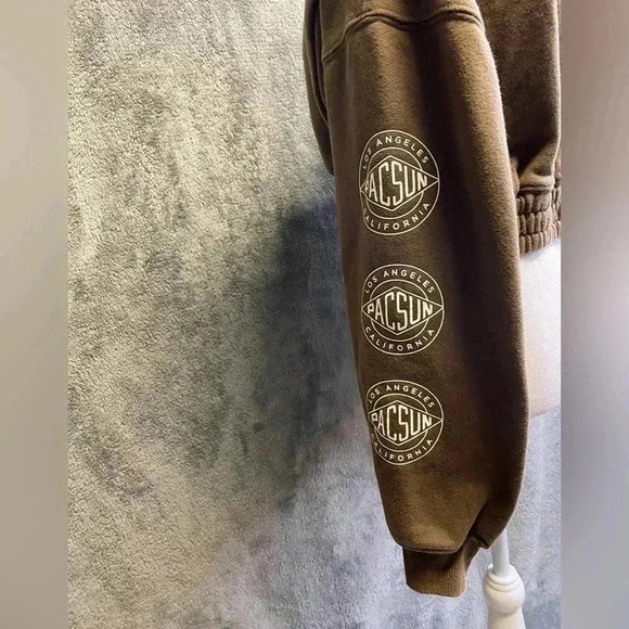 Pacsun brown cropped sweatshirt with front side pockets size S - Picture 5 of 9